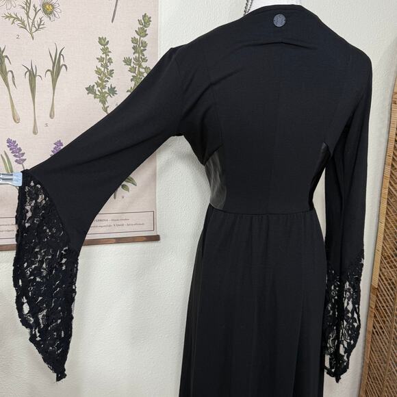 Maleficent Black Corset Dramatic Sleeve Dress Disney Bound Cosplay Goth Witchy L - Picture 2 of 8